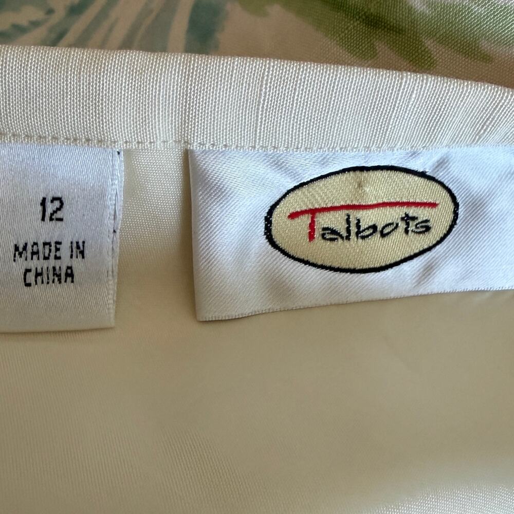 VTG Talbots Silk Linen Maxi Skirt Floral Boho Resort Cream 90s Bias Cut Sz 12 - Picture 8 of 10